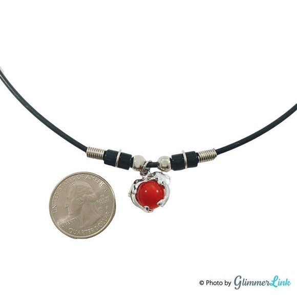Dolphins Orange Glass Ball Cord Necklace - Picture 6 of 9